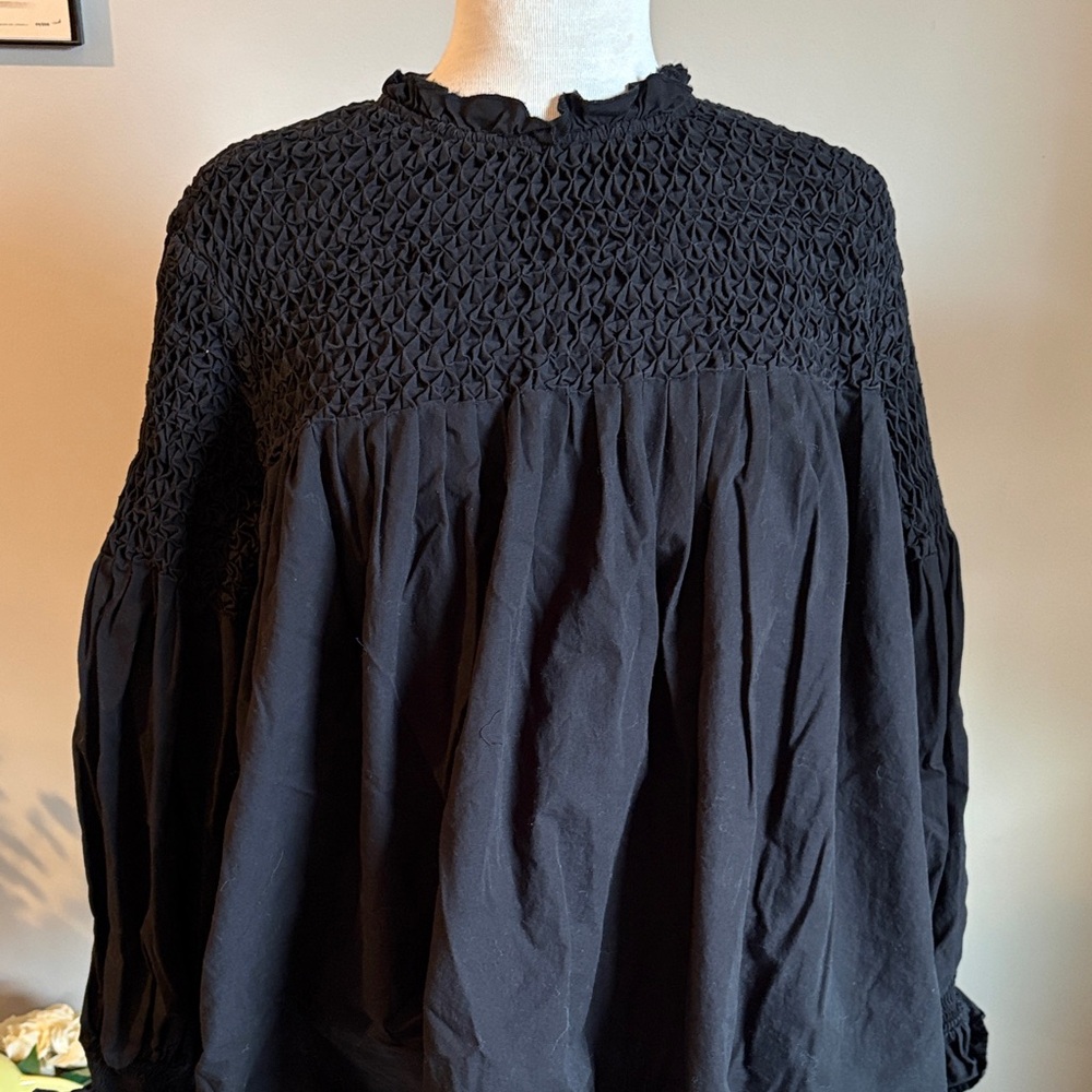Anthropologie Black Textured Blouse